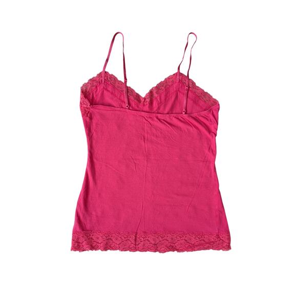 Y2K Forever 21 Babydoll Tank Top M Red-Pink Lace Cami Coquette Kawaii Barbie - Picture 2 of 8